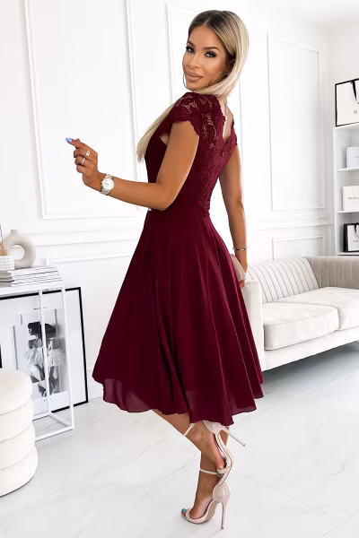 Sukienka Model Linda 381-5 Bordo - Numoco — zdjęcie 3
