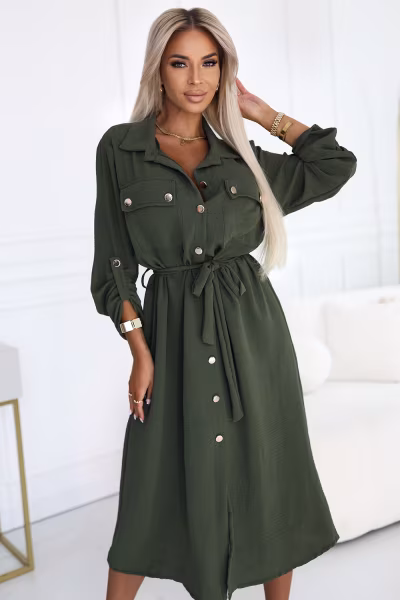 Sukienka Model 531-5 Khaki - Numoco — zdjęcie 1