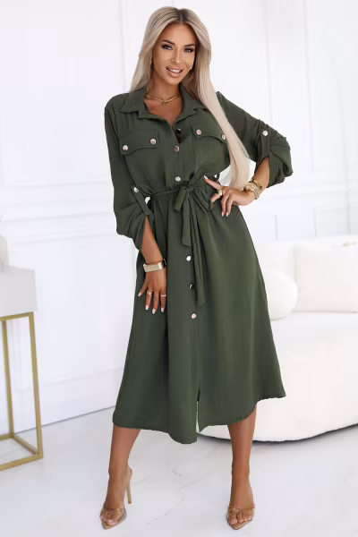 Sukienka Model 531-5 Khaki - Numoco — zdjęcie 2