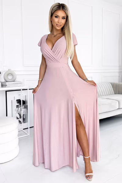 Sukienka Model Crystal 411-6 Dirty Pink - Numoco — zdjęcie 1