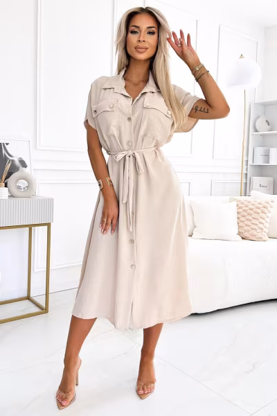 Sukienka Model 550-1 Beige - Numoco — zdjęcie 2