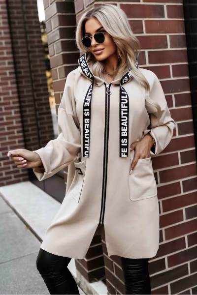 Płaszcz Damski Model 632-1 Beige - Numoco — zdjęcie 2