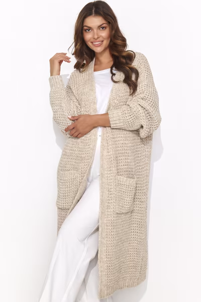 Sweter Kardigan Model NU_S99 Beige Melnage - Numinou — zdjęcie 1