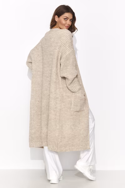 Sweter Kardigan Model NU_S99 Beige Melnage - Numinou — zdjęcie 3