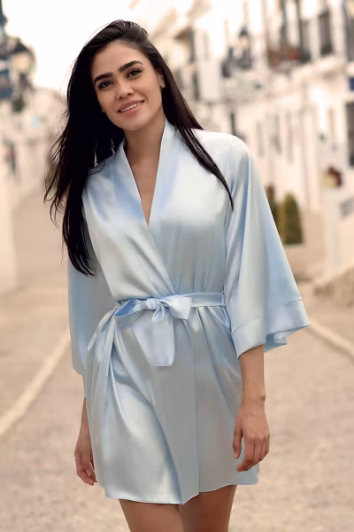 Szlafrok Podomka Model Brooklyn Baby Blue - DKaren — zdjęcie 1