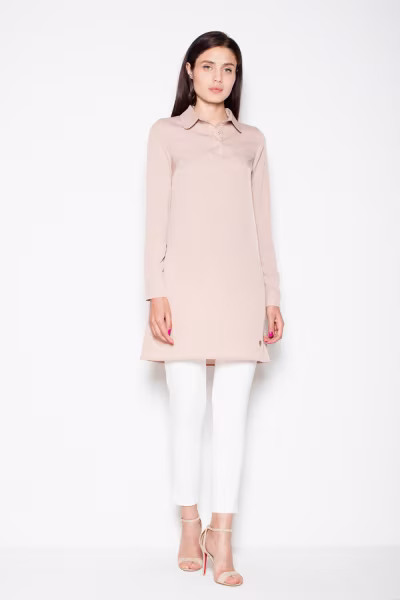 Bluzka Koszulowa Model VT054 Beige - Venaton — zdjęcie 2