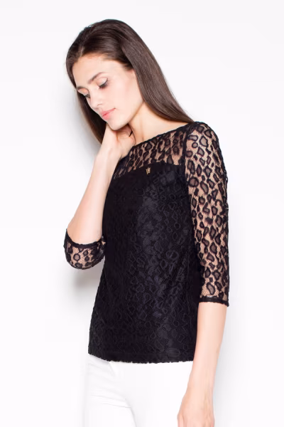 Bluzka Model VT011 Black - Venaton — zdjęcie 2