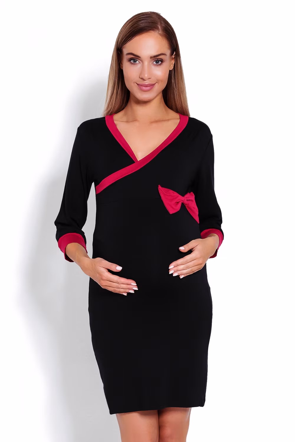 Koszula Nocna Ciążowa Model 1681 Black - PeeKaBoo