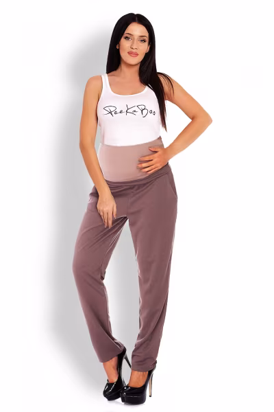 Spodnie Ciążowe Model 1276 Cappuccino - PeeKaBoo — zdjęcie 1