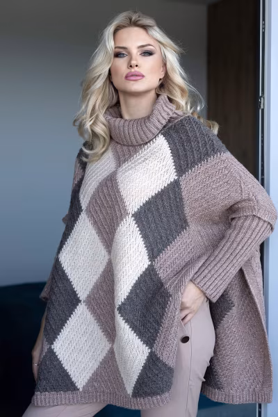Sweter Damski Model 30088 Cappuccino - PeeKaBoo — zdjęcie 2