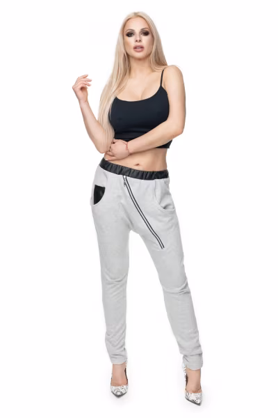 Spodnie Damskie Model 0103 Light Grey - PeeKaBoo — zdjęcie 2