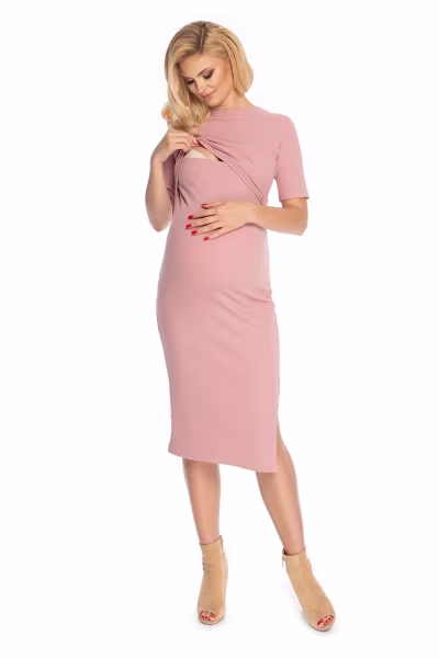 Sukienka Ciążowa Model 1707 Dirty Pink - PeeKaBoo — zdjęcie 2