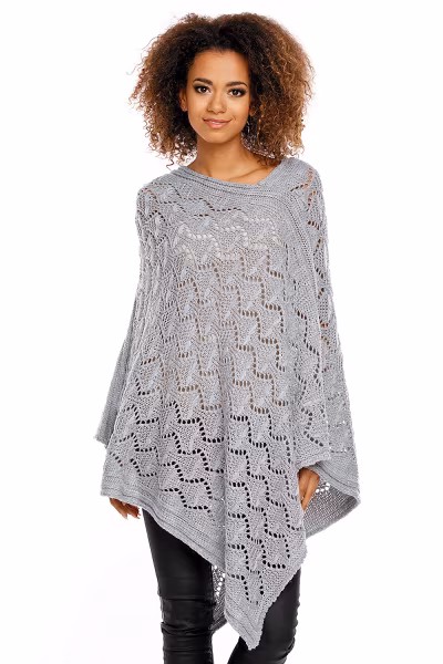 Sweter Poncho model 30012 Light Gray - PeeKaBoo — zdjęcie 1
