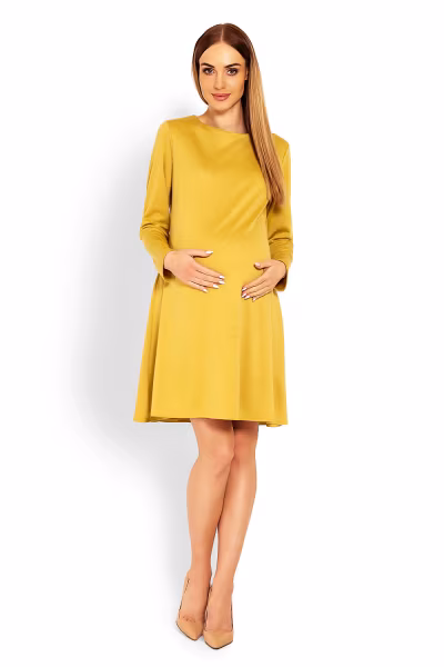 Sukienka Ciążowa Model 1359C Musztard - PeeKaBoo — zdjęcie 2