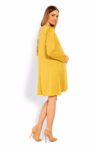 Sukienka Ciążowa Model 1359C Musztard - PeeKaBoo — zdjęcie 3