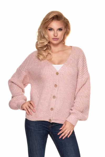 Sweter Kardigan Model 30077 Blady Róż - PeeKaBoo — zdjęcie 1