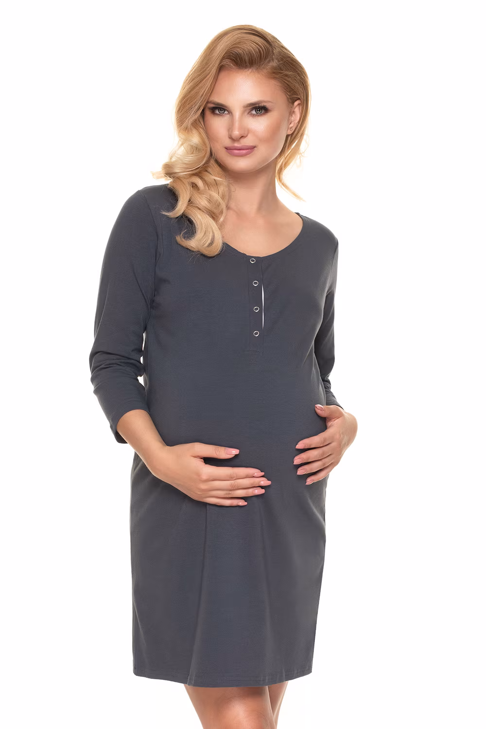 Koszula Nocna Ciążowa Model 0191 Grafit - PeeKaBoo