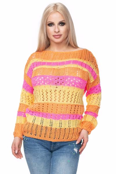 Sweter Damski Model 30060 Pink/Yellow - PeeKaBoo — zdjęcie 1