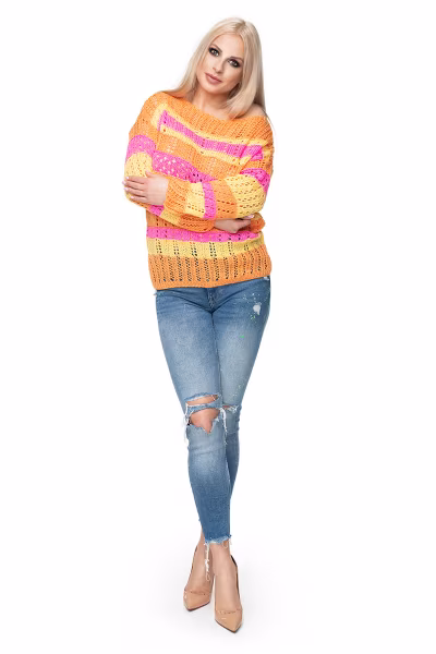 Sweter Damski Model 30060 Pink/Yellow - PeeKaBoo — zdjęcie 2