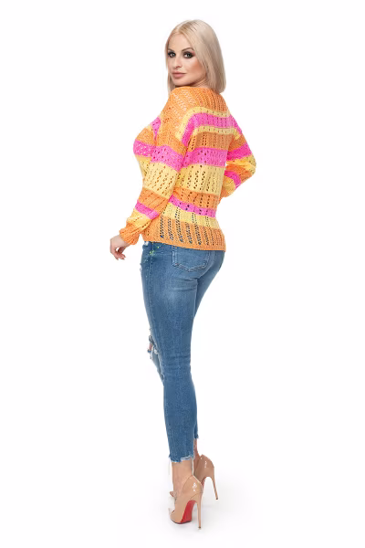 Sweter Damski Model 30060 Pink/Yellow - PeeKaBoo — zdjęcie 3