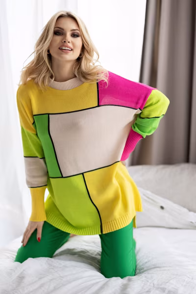 Sweter Damski Model 30089 Beige/Yellow - PeeKaBoo — zdjęcie 3