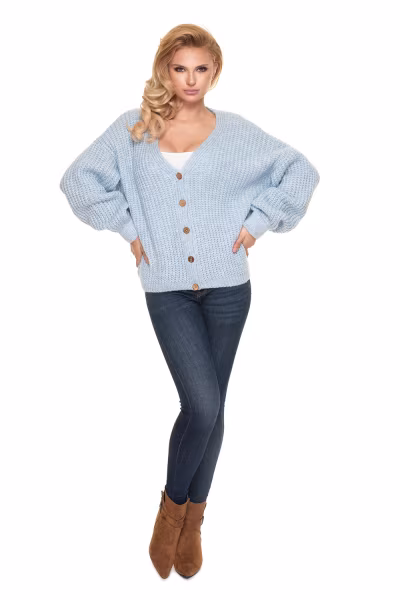 Sweter Kardigan Model 30077 Błękit - PeeKaBoo — zdjęcie 2