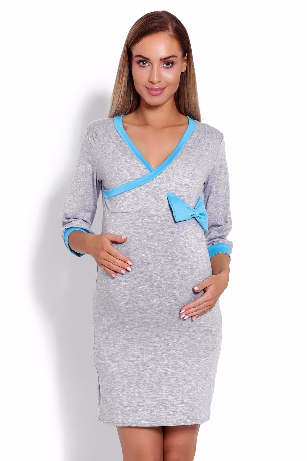 Koszula Nocna Ciążowa Model 1681 Grey - PeeKaBoo