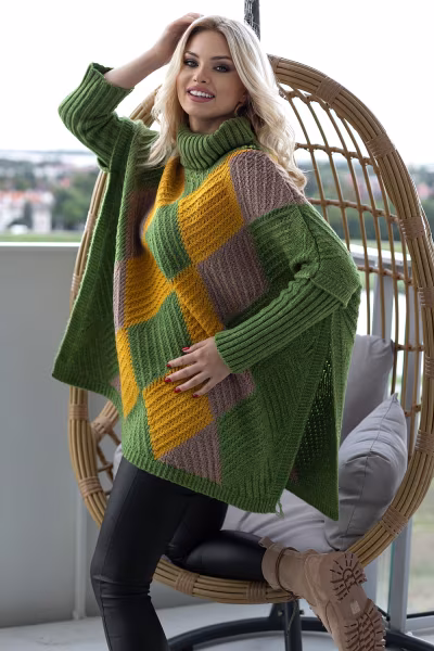 Sweter Damski Model 30088 Green - PeeKaBoo — zdjęcie 2
