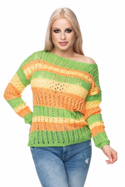 Sweter Damski Model 30060 Green/Orange - PeeKaBoo — zdjęcie 1