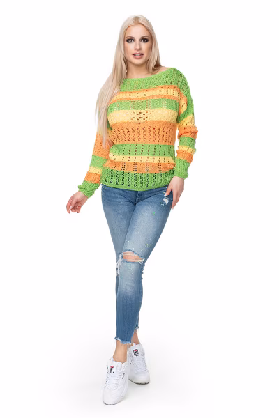 Sweter Damski Model 30060 Green/Orange - PeeKaBoo — zdjęcie 2
