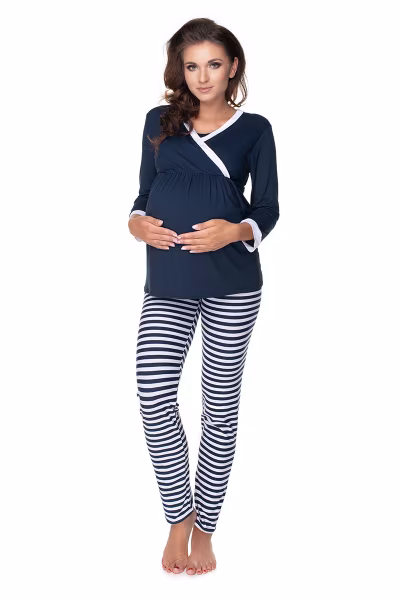 Piżama Ciążowa Model 0150 Navy/White - PeeKaBoo — zdjęcie 1
