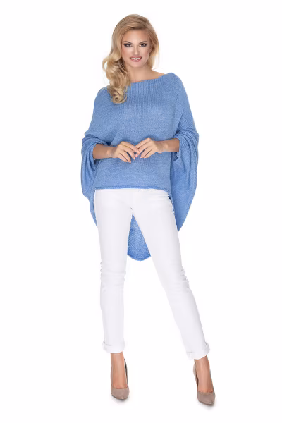 Sweter Ponczo Model 30068 Jeans - PeeKaBoo — zdjęcie 2