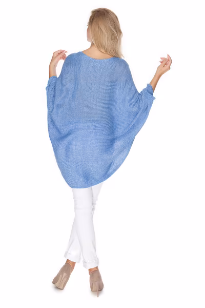 Sweter Ponczo Model 30068 Jeans - PeeKaBoo — zdjęcie 3