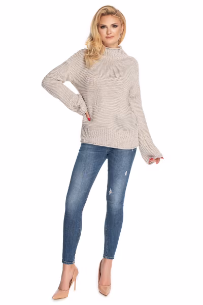Sweter Damski Model 70032 Beige - PeeKaBoo — zdjęcie 2