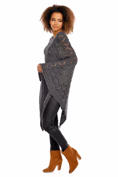 Sweter Poncho model 30012 Graphit - PeeKaBoo — zdjęcie 3
