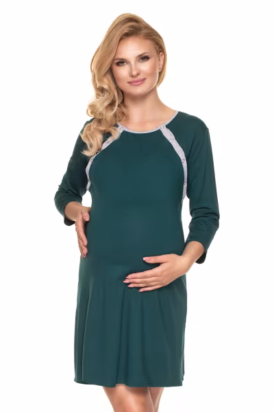Koszula Nocna Ciążowa Model 0197 Butelkowa Zieleń - PeeKaBoo — zdjęcie 1