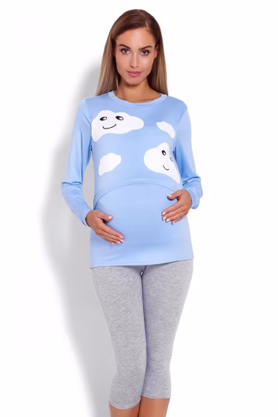 Piżama Damska Ciążowa Model 1679 Sky Blue - PeeKaBoo — zdjęcie 1