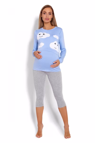Piżama Damska Ciążowa Model 1679 Sky Blue - PeeKaBoo — zdjęcie 2