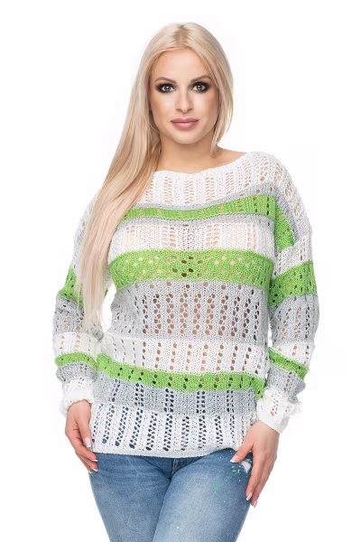 Sweter Damski Model 30060 Cream/Green - PeeKaBoo — zdjęcie 1