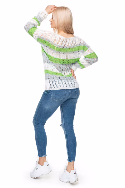 Sweter Damski Model 30060 Cream/Green - PeeKaBoo — zdjęcie 3