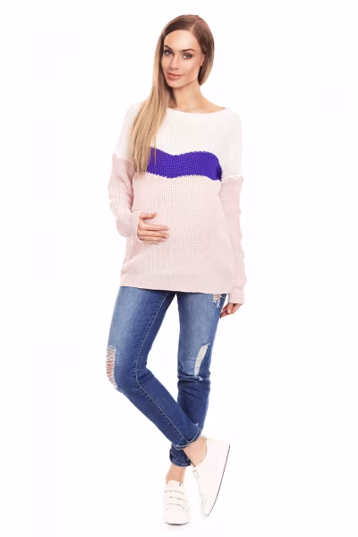 Sweter Ciążowy Model 40023 Powder Pink - PeeKaBoo — zdjęcie 2