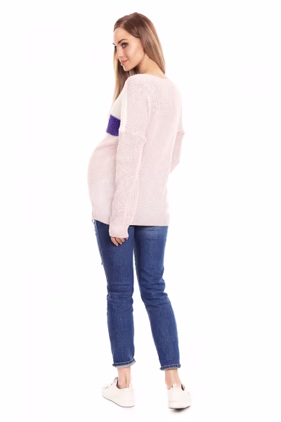Sweter Ciążowy Model 40023 Powder Pink - PeeKaBoo — zdjęcie 3