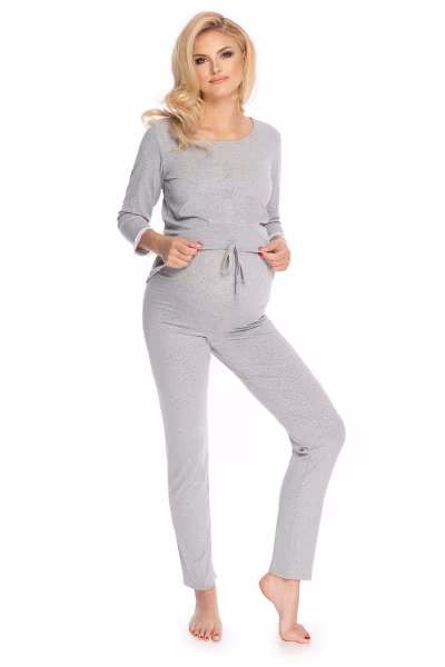 Piżama Damska Ciążowa Model 0181 Grey - PeeKaBoo — zdjęcie 1