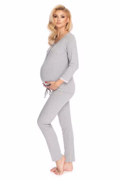 Piżama Damska Ciążowa Model 0181 Grey - PeeKaBoo — zdjęcie 2