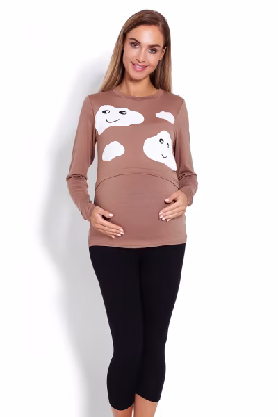 Piżama Damska Ciążowa Model 1679 Cappuccino - PeeKaBoo — zdjęcie 1
