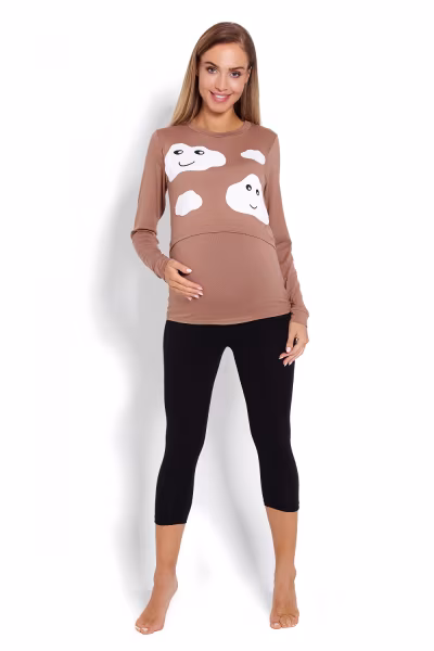 Piżama Damska Ciążowa Model 1679 Cappuccino - PeeKaBoo — zdjęcie 2
