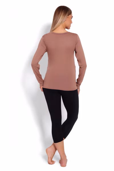 Piżama Damska Ciążowa Model 1679 Cappuccino - PeeKaBoo — zdjęcie 3