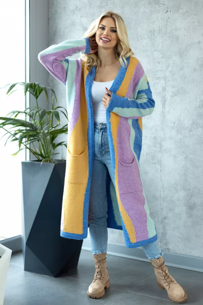 Sweter Kardigan Model 30087 Blue/Lila - PeeKaBoo — zdjęcie 1
