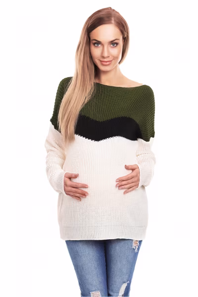 Sweter Ciążowy Model 40023 Khaki - PeeKaBoo — zdjęcie 1