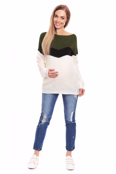 Sweter Ciążowy Model 40023 Khaki - PeeKaBoo — zdjęcie 2